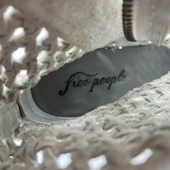 Free People White Gray In The Loop Woven Ankle Boots Women's size 41 / 10.5 - Picture 12 of 12